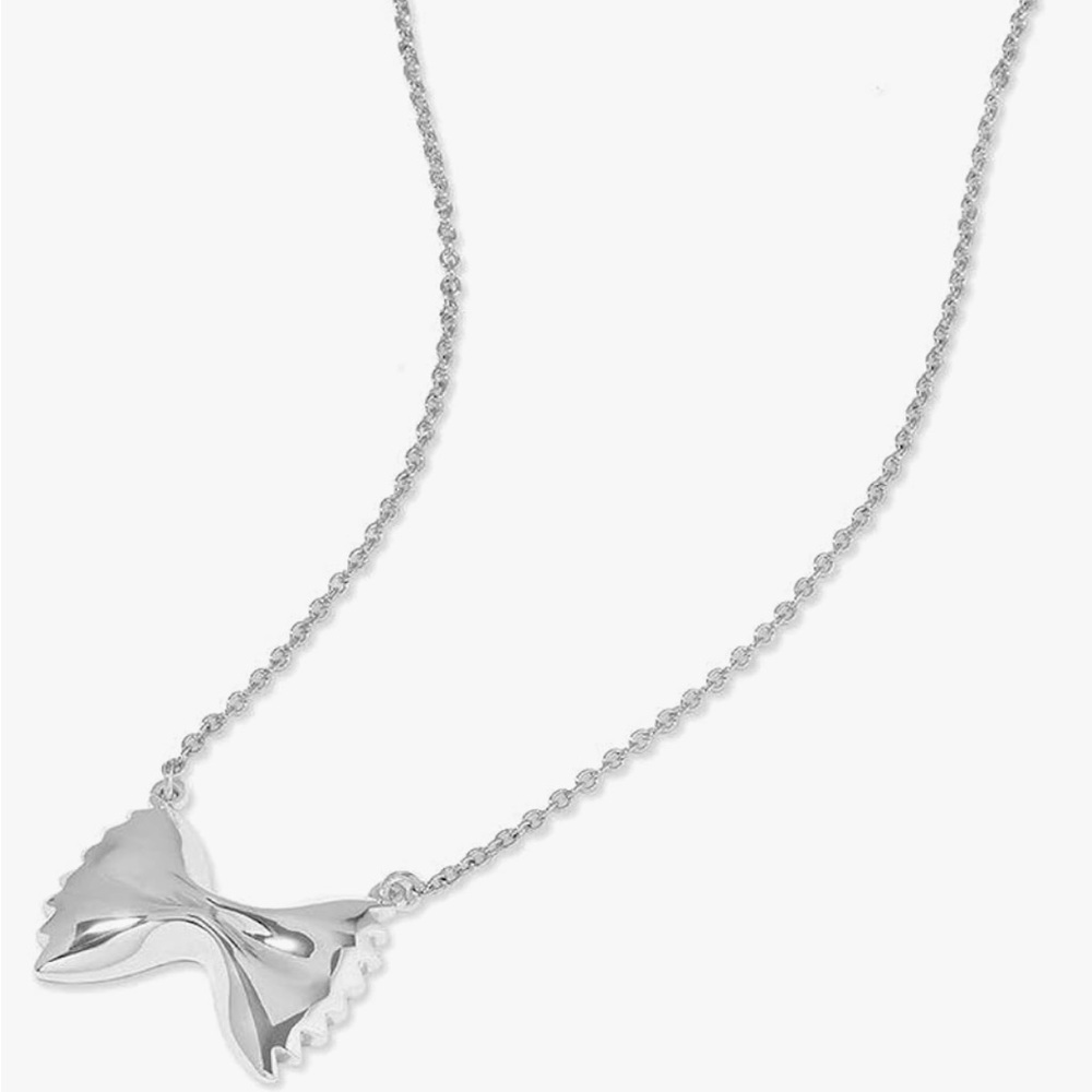 Wanderlust + Co Bow Tie Pasta Necklace Silver Rhodium - Picture 2 of 9